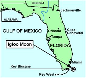Igloo Moons position utanfr Key Biscane i sdra Florida